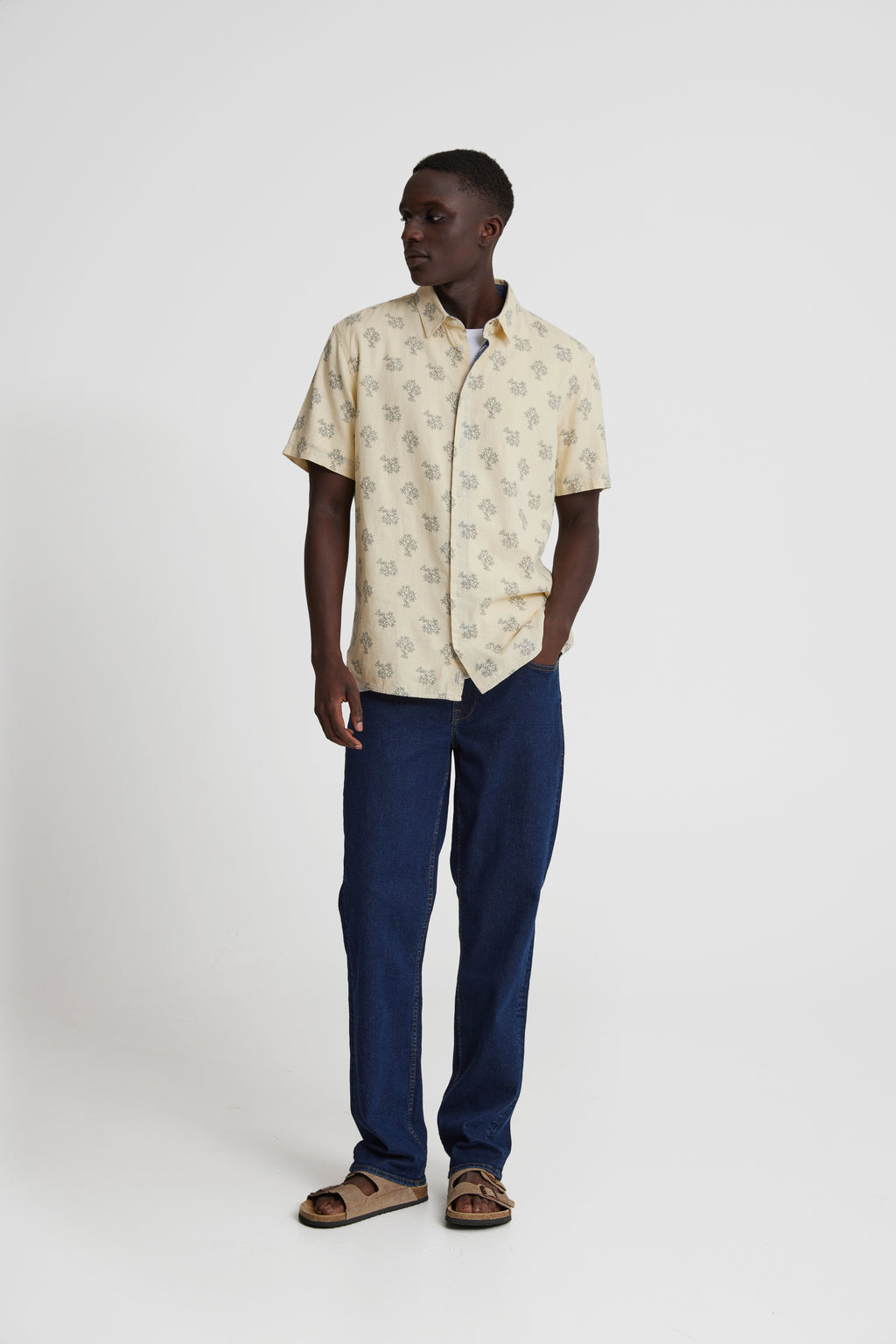 BHBOBBY Linen Mix Pattern Shirt - Cream