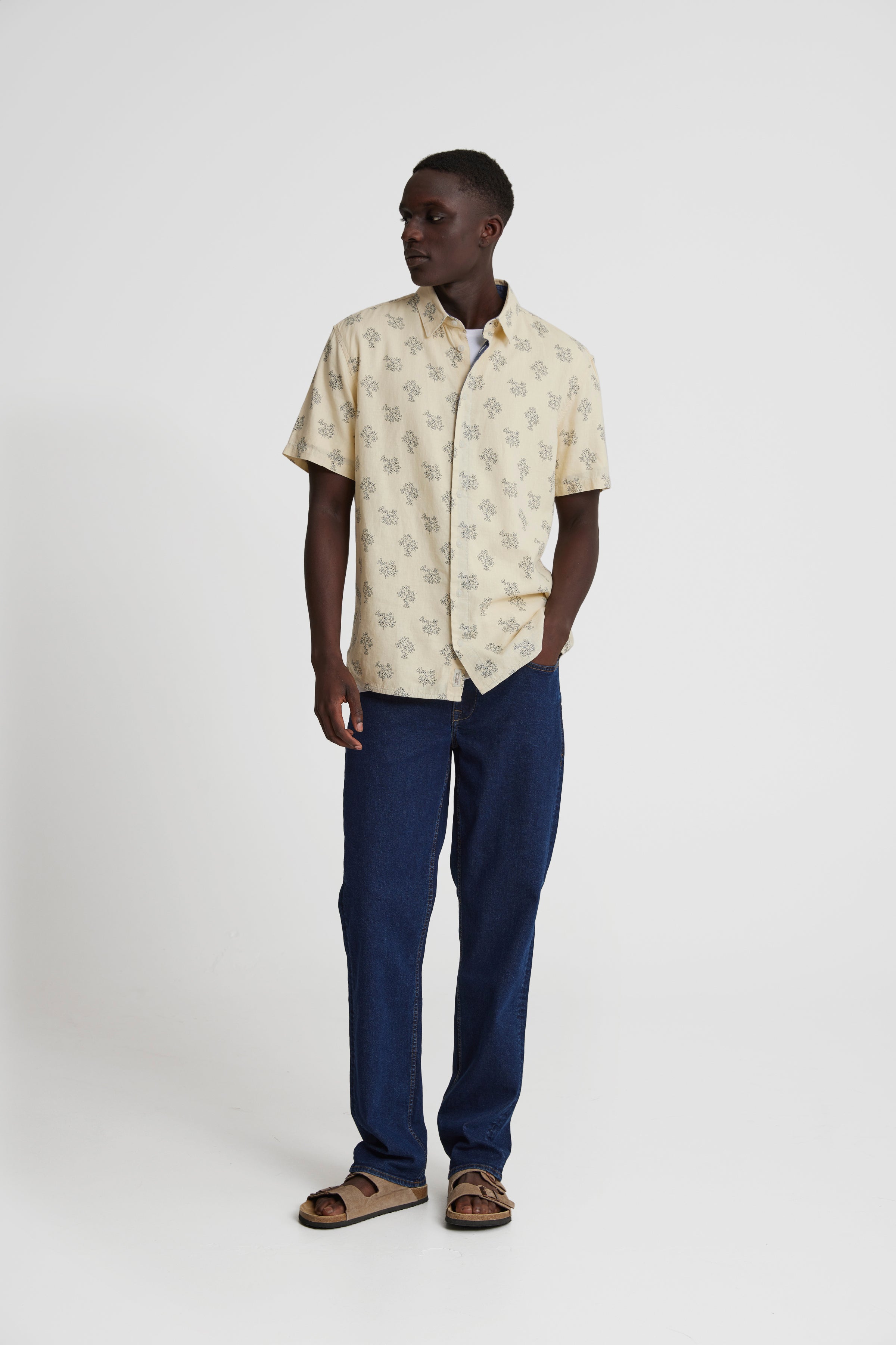 BHBOBBY Linen Mix Pattern Shirt - Cream