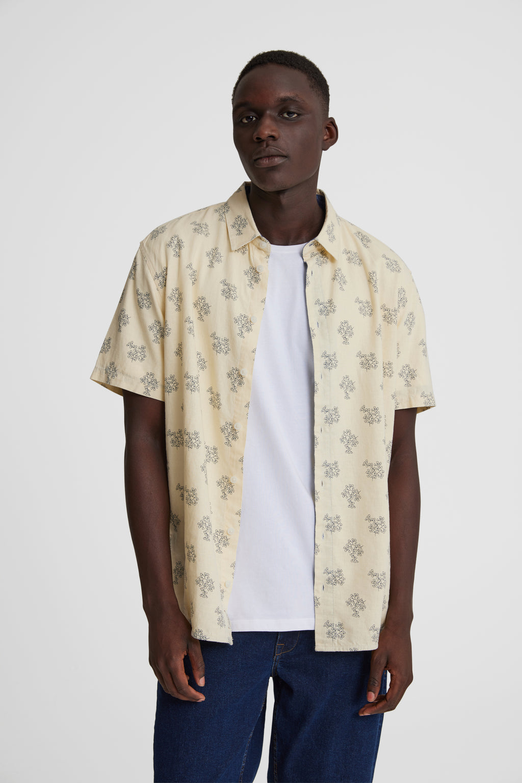 BHBOBBY Linen Mix Pattern Shirt - Cream