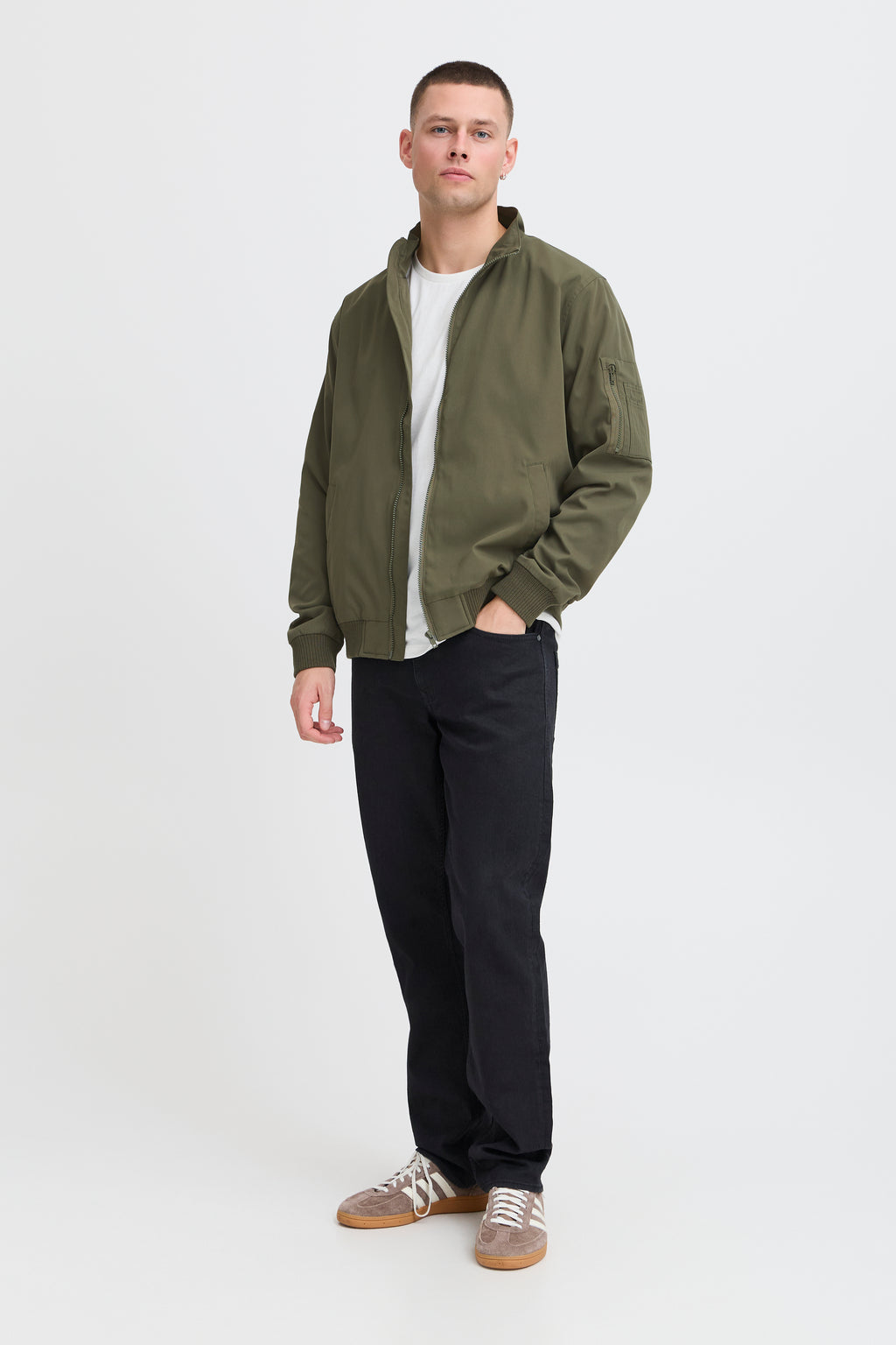 Harrington Style BHEFI Jacket - Olive Green