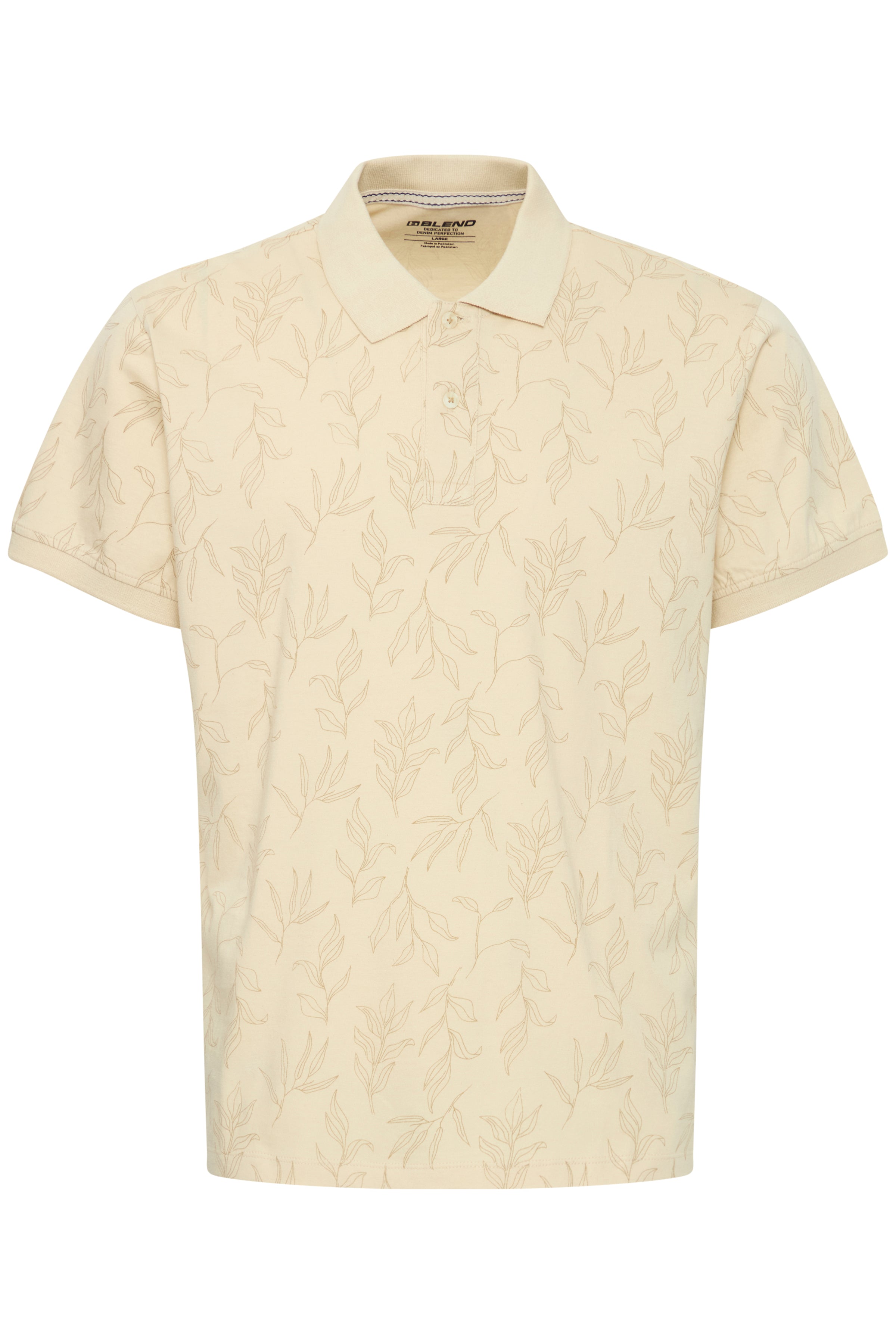 BHERON Floral Cotton Polo Shirt - Stone