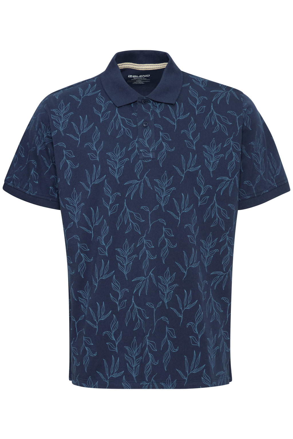 BHERON Floral Cotton Polo Shirt - Navy