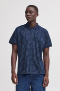 BHERON Floral Cotton Polo Shirt - Navy