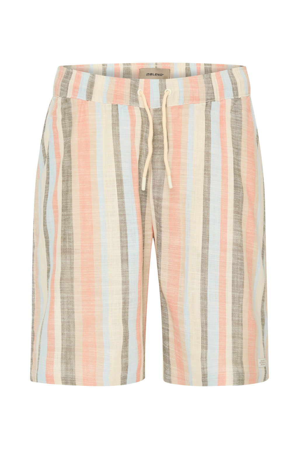 BHARV Cotton Striped Shorts - Peach/ Blue/ Olive