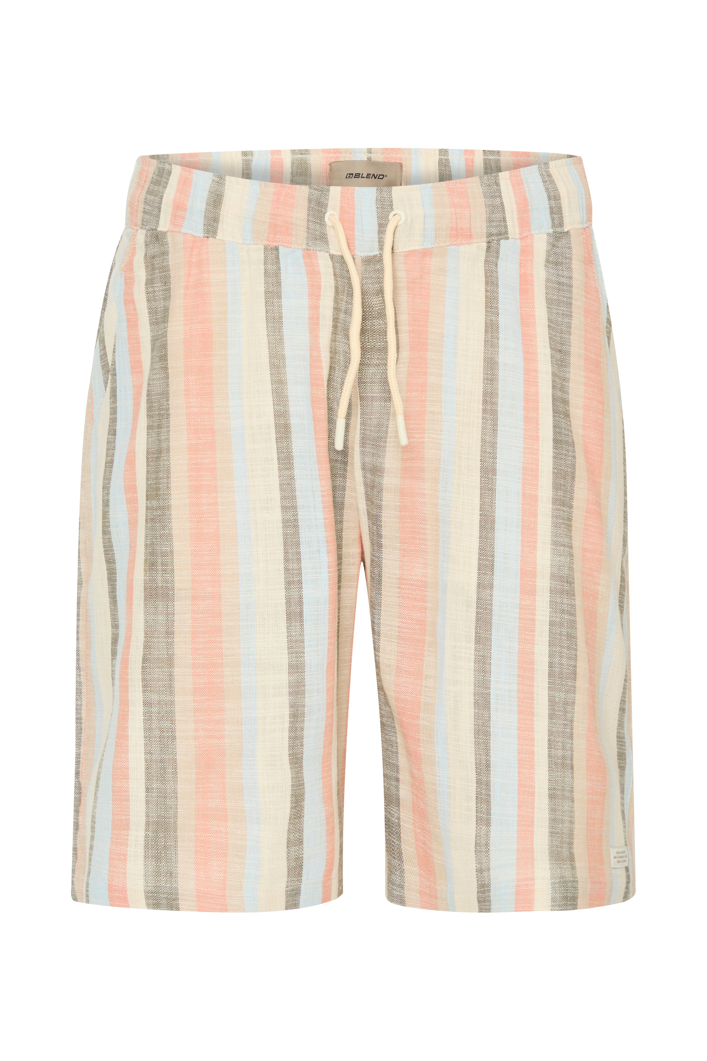 BHARV Cotton Striped Shorts - Peach/ Blue/ Olive