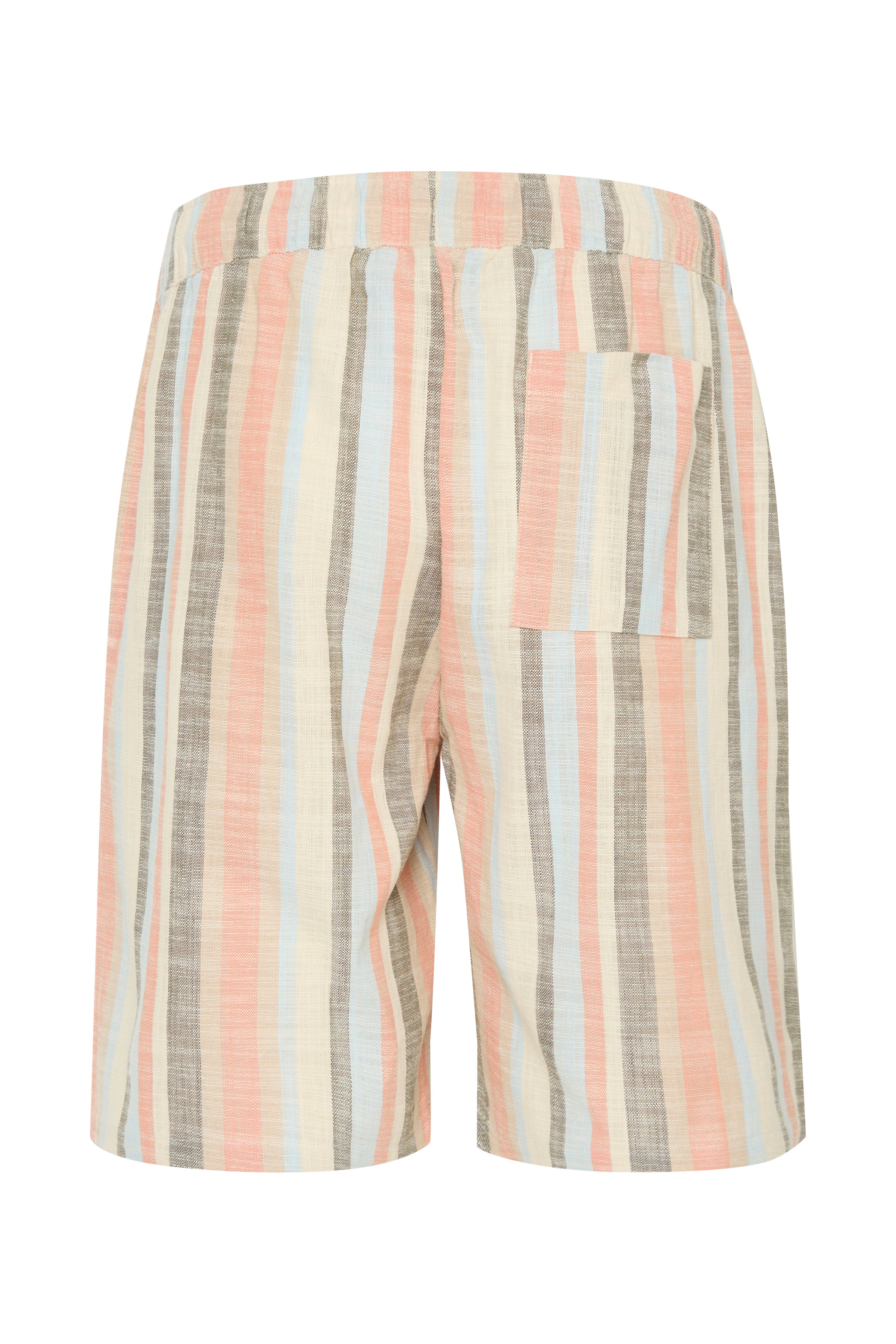 BHARV Cotton Striped Shorts - Peach/ Blue/ Olive