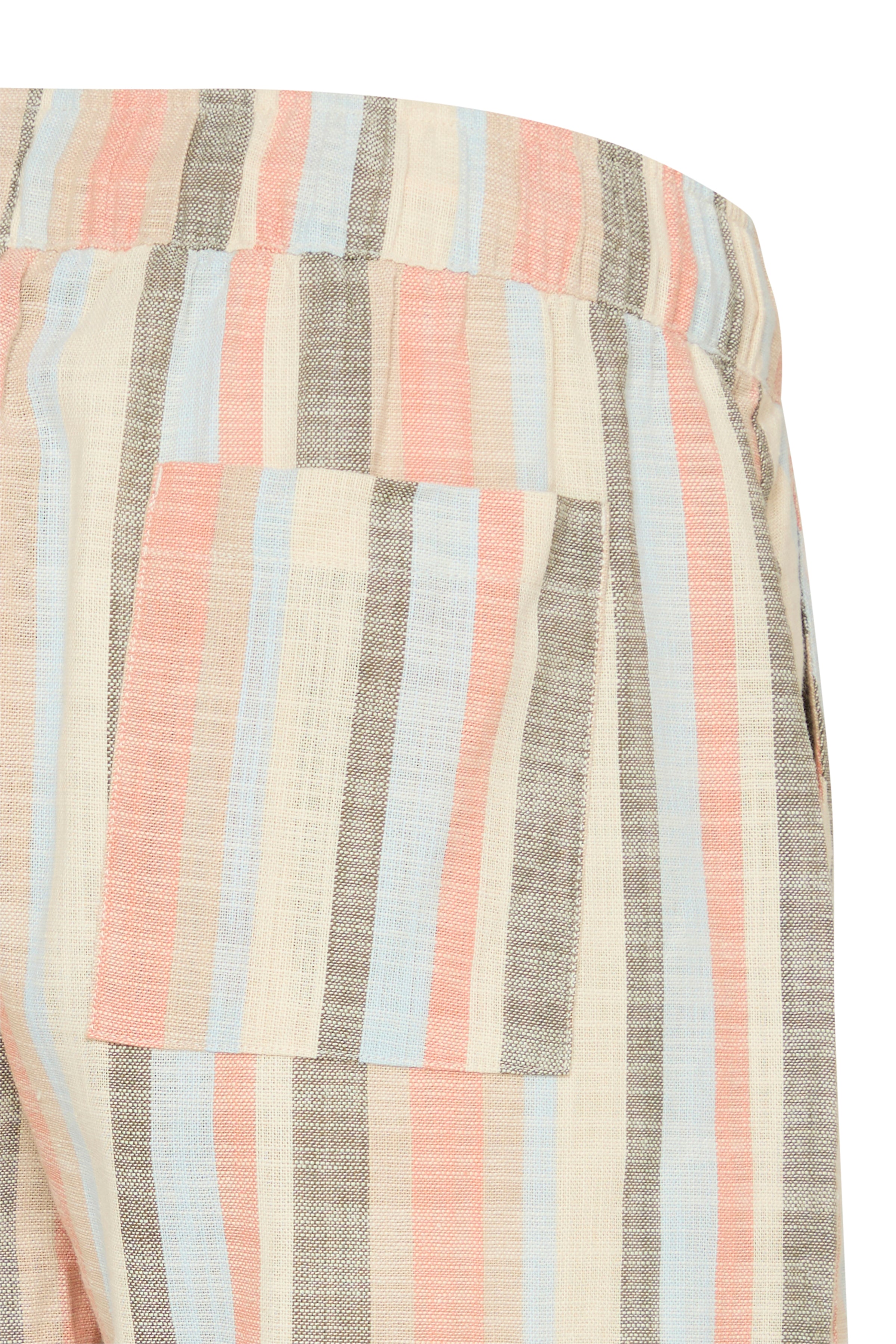 BHARV Cotton Striped Shorts - Peach/ Blue/ Olive