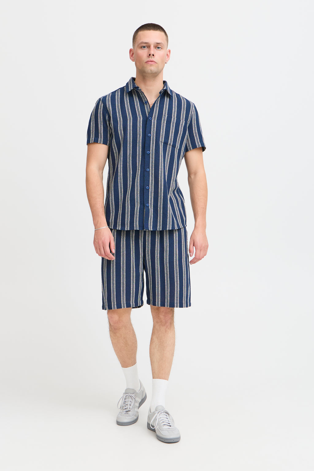 BHANDI Woven Striped Shorts - Navy