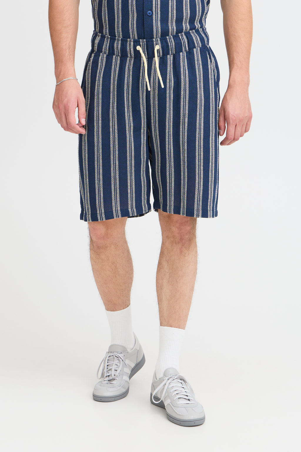 BHANDI Woven Striped Shorts - Navy