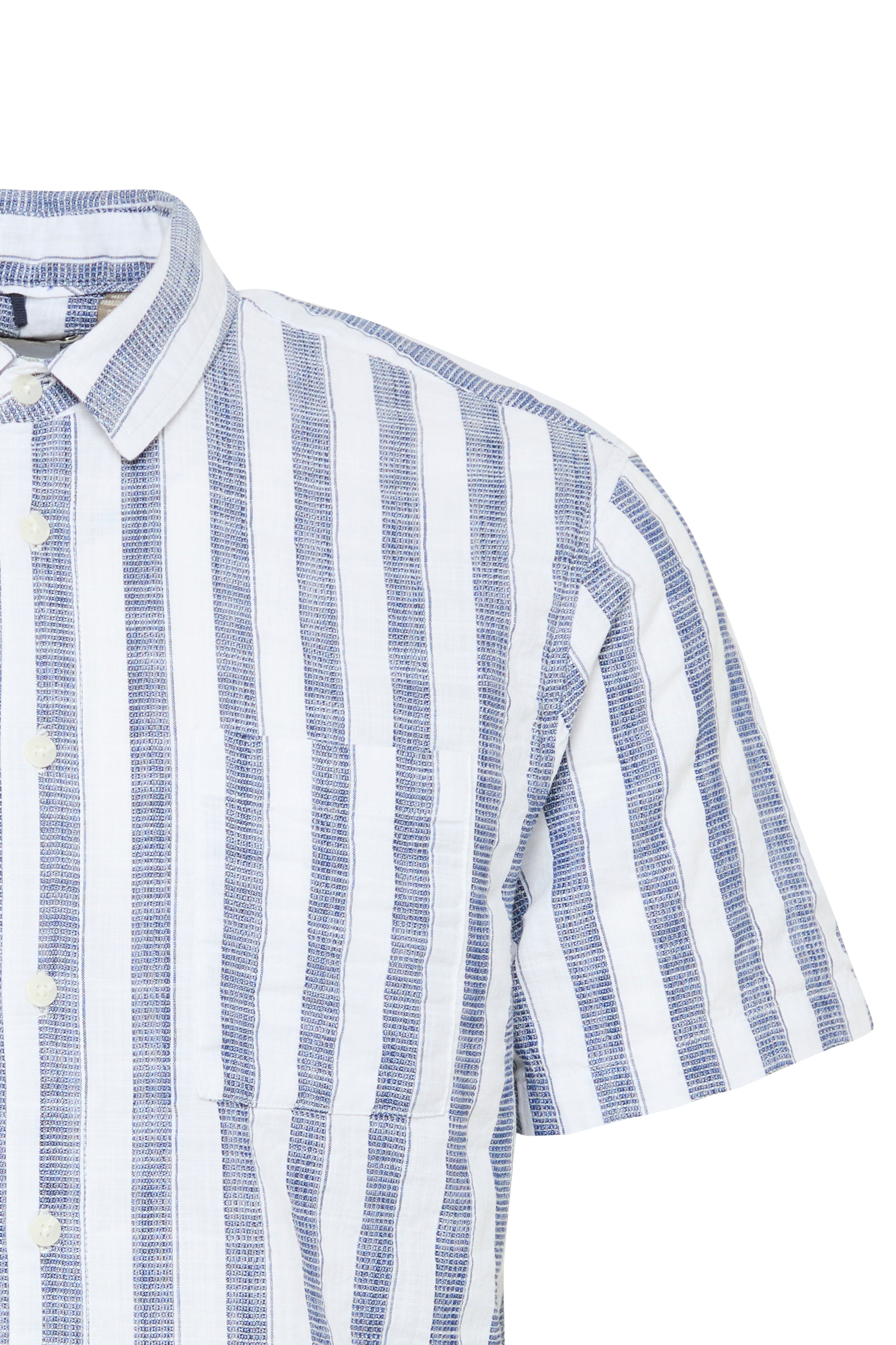 BHARUN Striped Short Sleeve Shirt - Blue