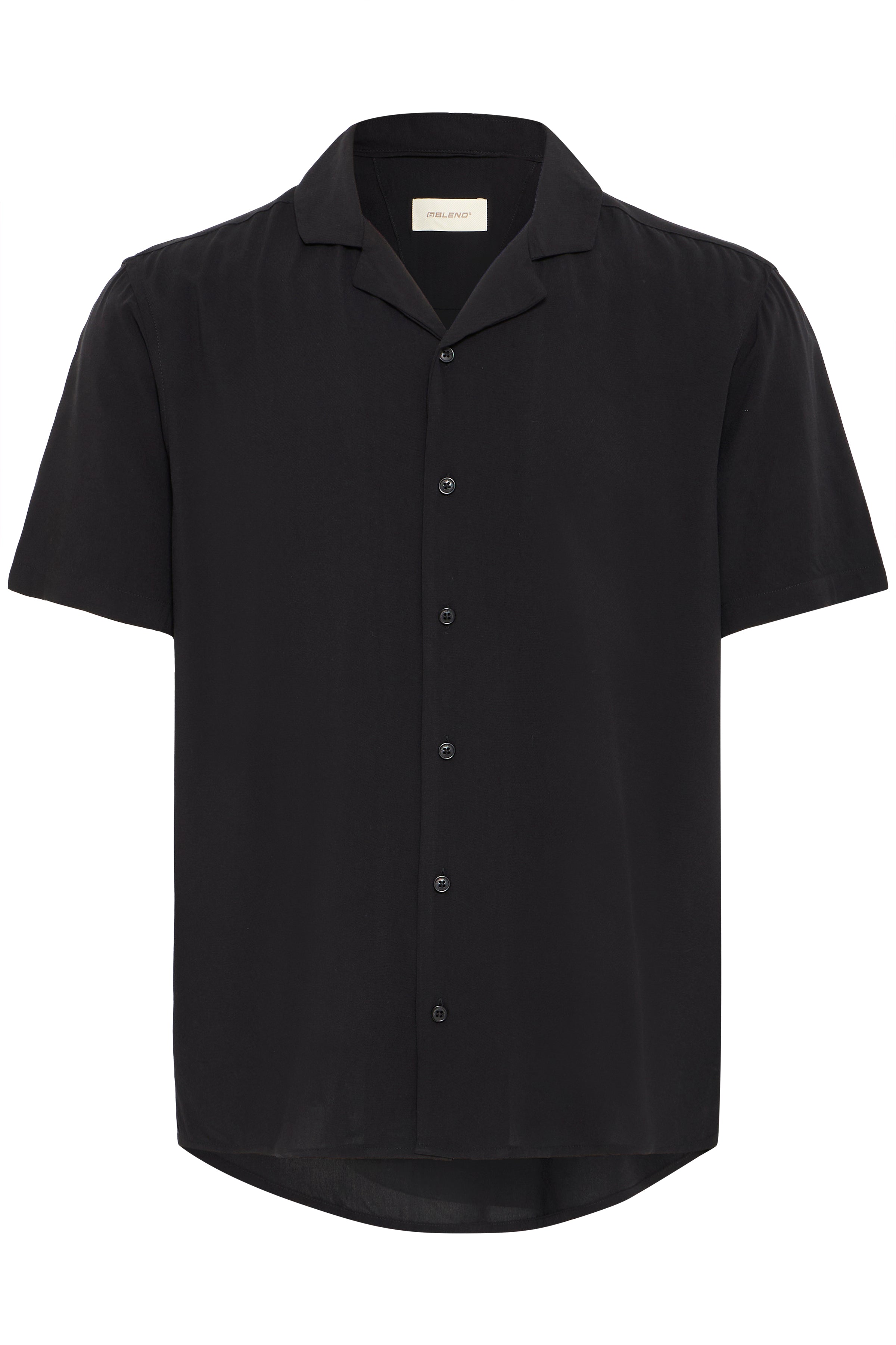 BHAURAN Cuban Collar Short Sleeve Shirt - Black