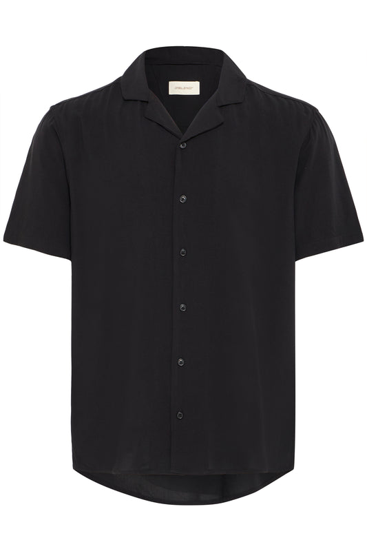 BHAURAN Cuban Collar Short Sleeve Shirt - Black