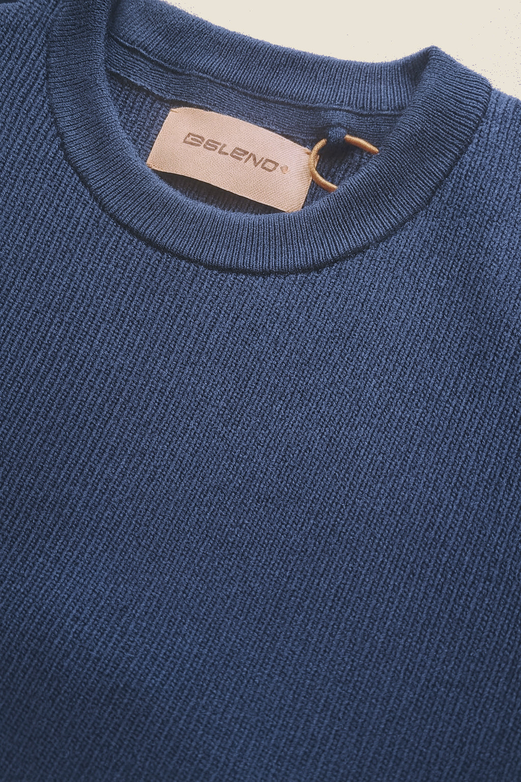Soft Ribbed Cotton Blend Crewneck Jumper - Dress Blue