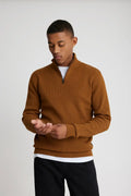 Cotton Rich Ribbed Quarter-Zip Sweater - Cinnamon