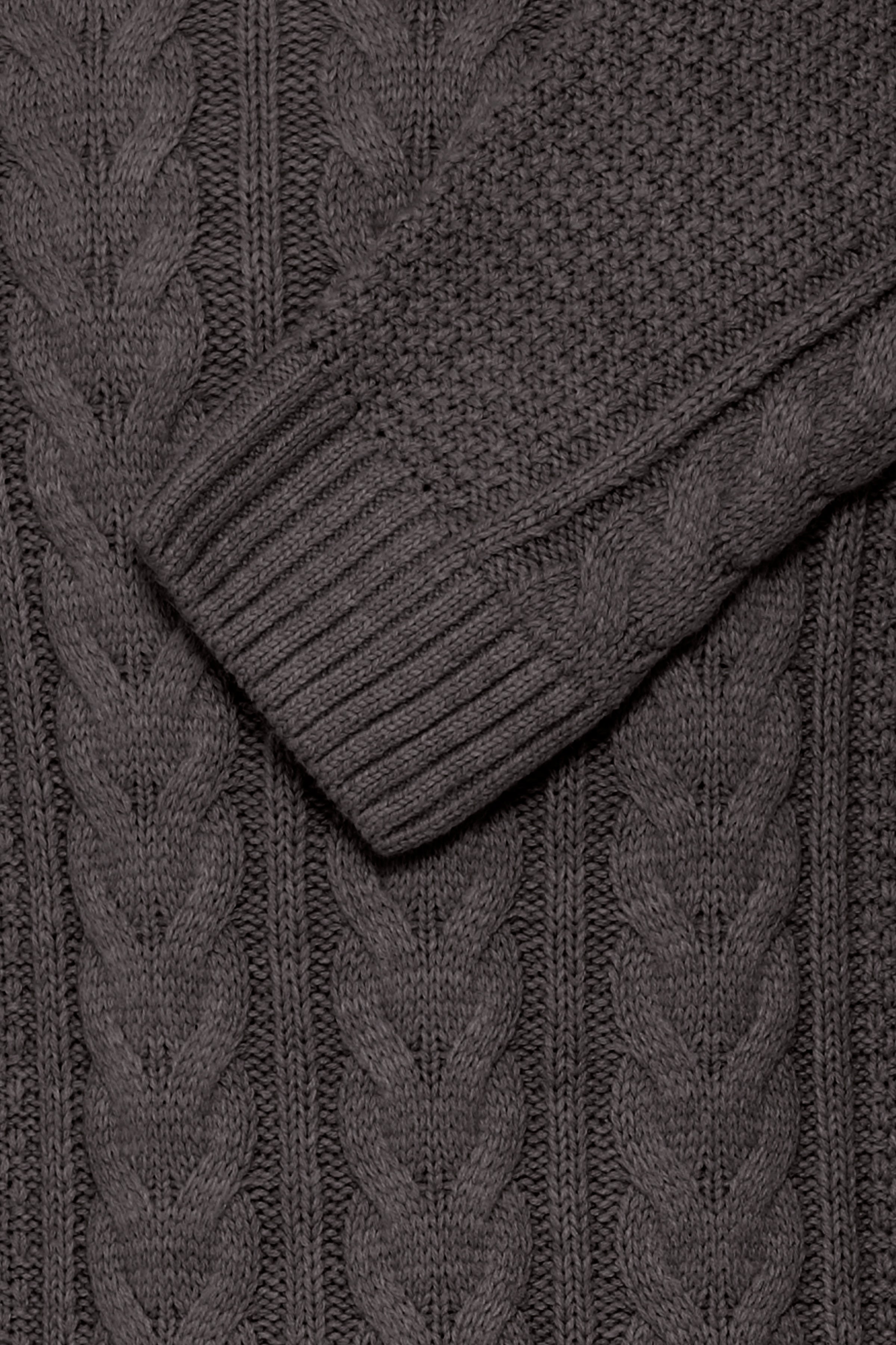 Cable Knit Woolly Jumper - Charcoal