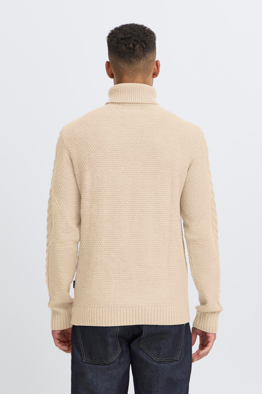 Chunky Woolen Cable Knit Roll-Neck Jumper - Cream
