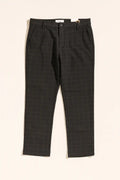 Stretch Regular Fit Check Trousers - Charcoal Grey
