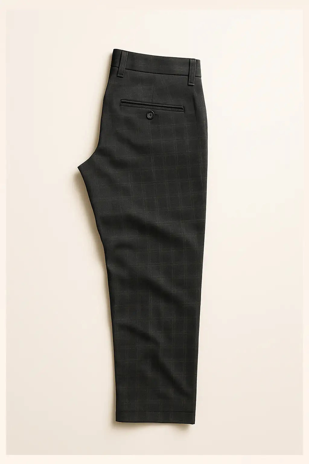 Stretch Regular Fit Check Trousers - Charcoal Grey