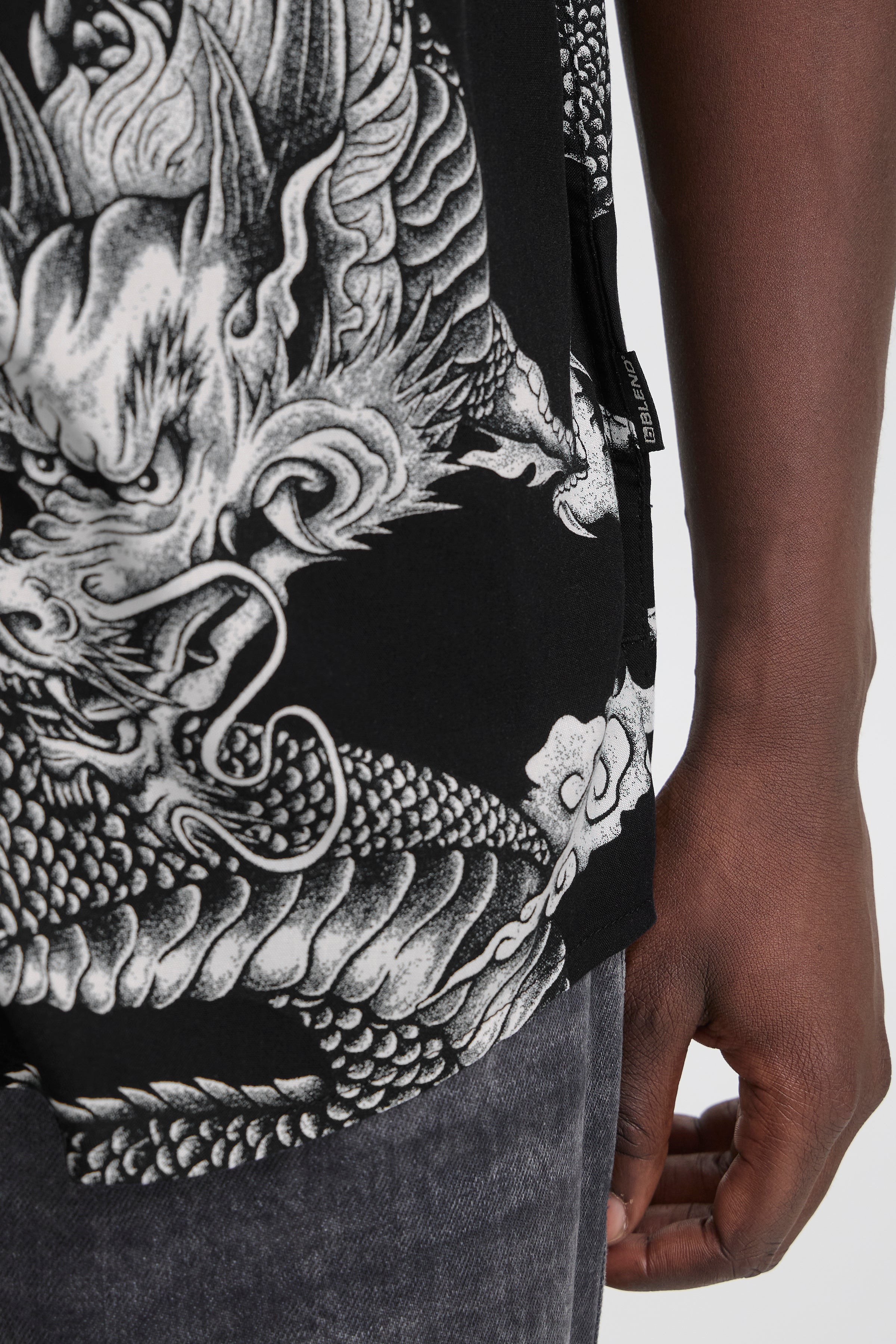 BHBADIR Oriental Dragon Shirt - Black