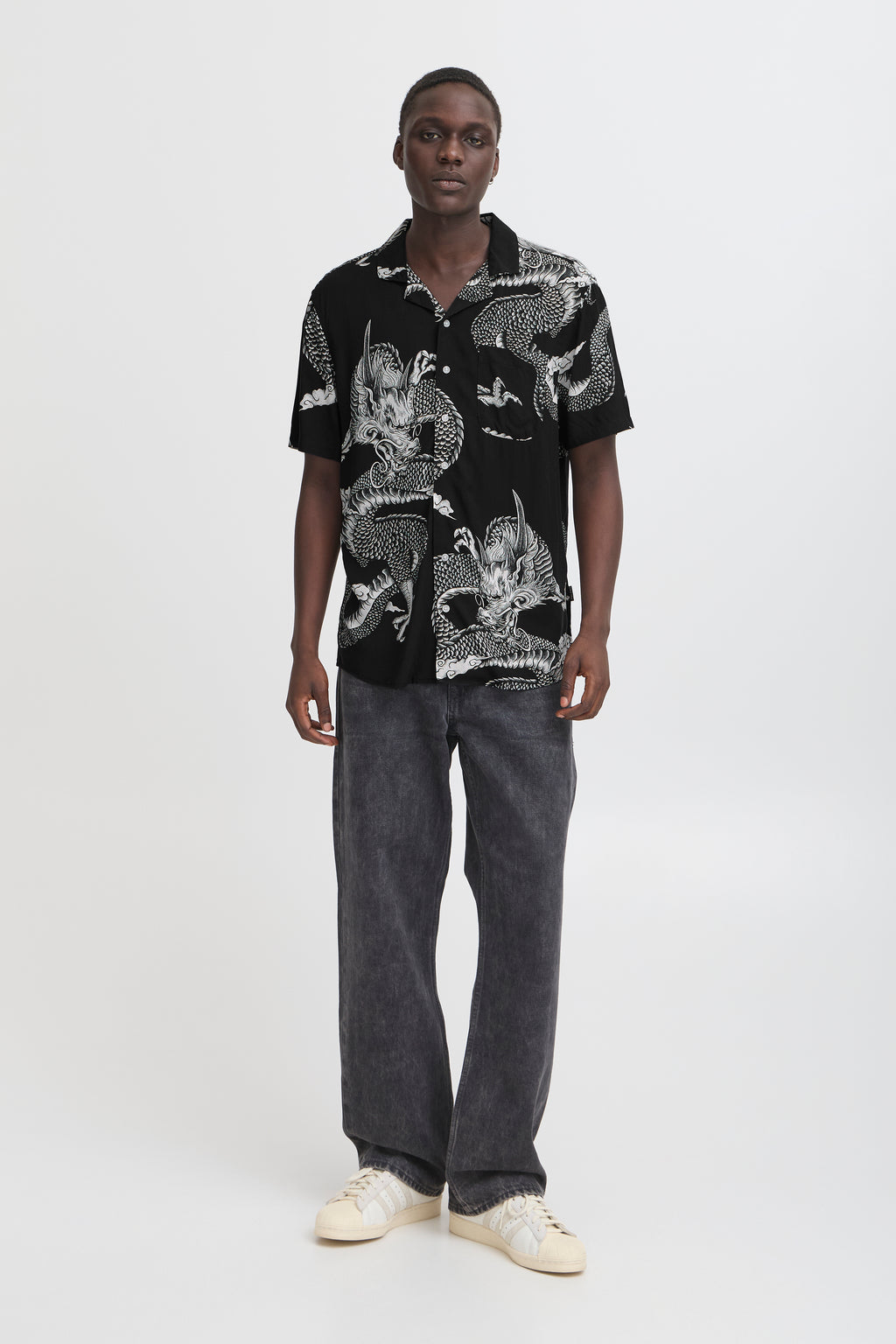 BHBADIR Oriental Dragon Shirt - Black