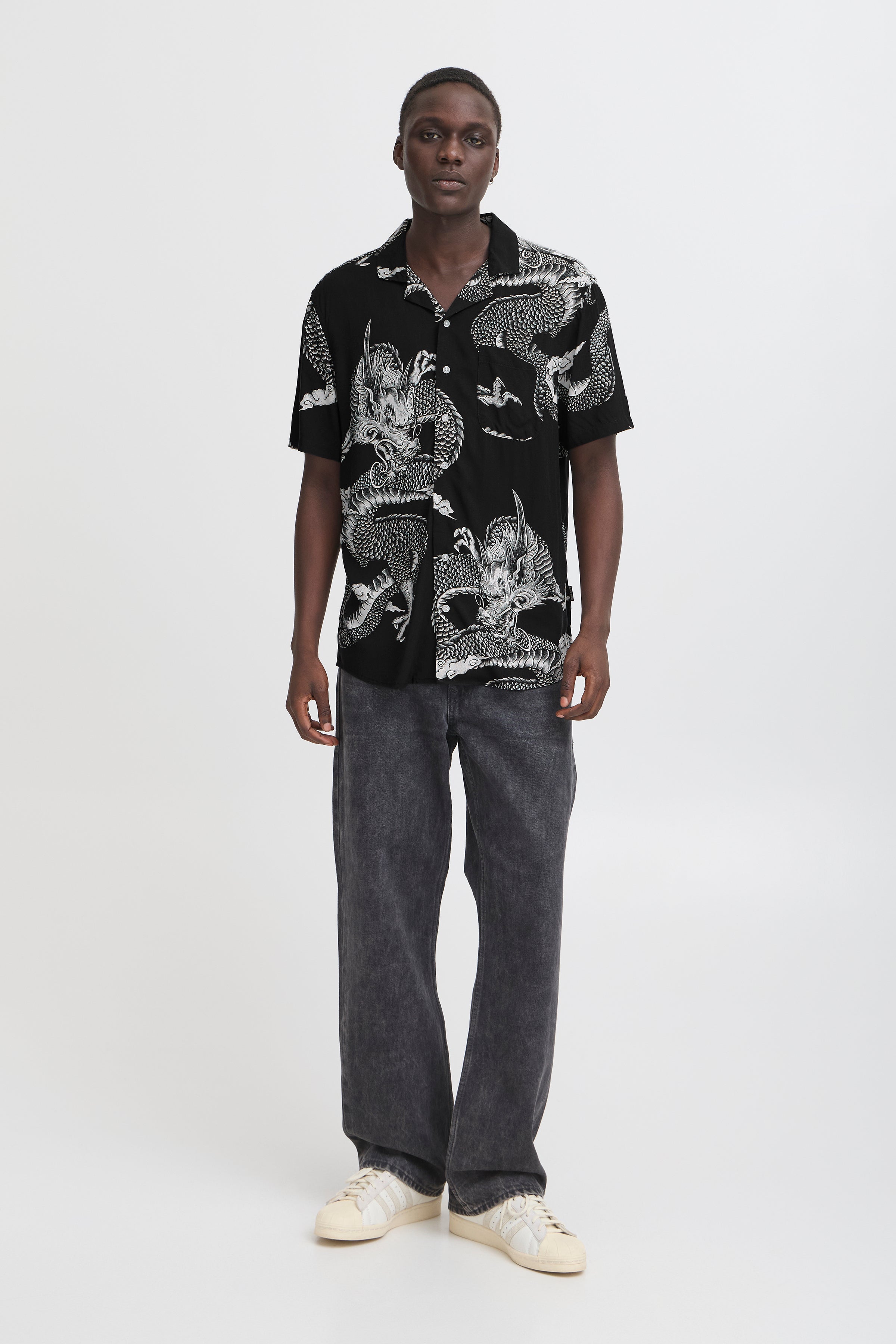 BHBADIR Oriental Dragon Shirt - Black