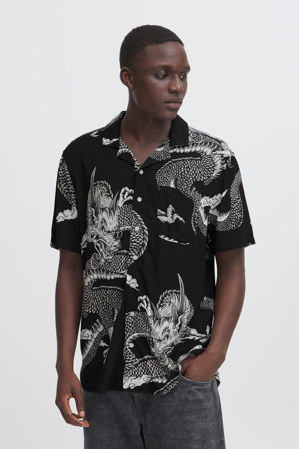 BHBADIR Oriental Dragon Shirt - Black
