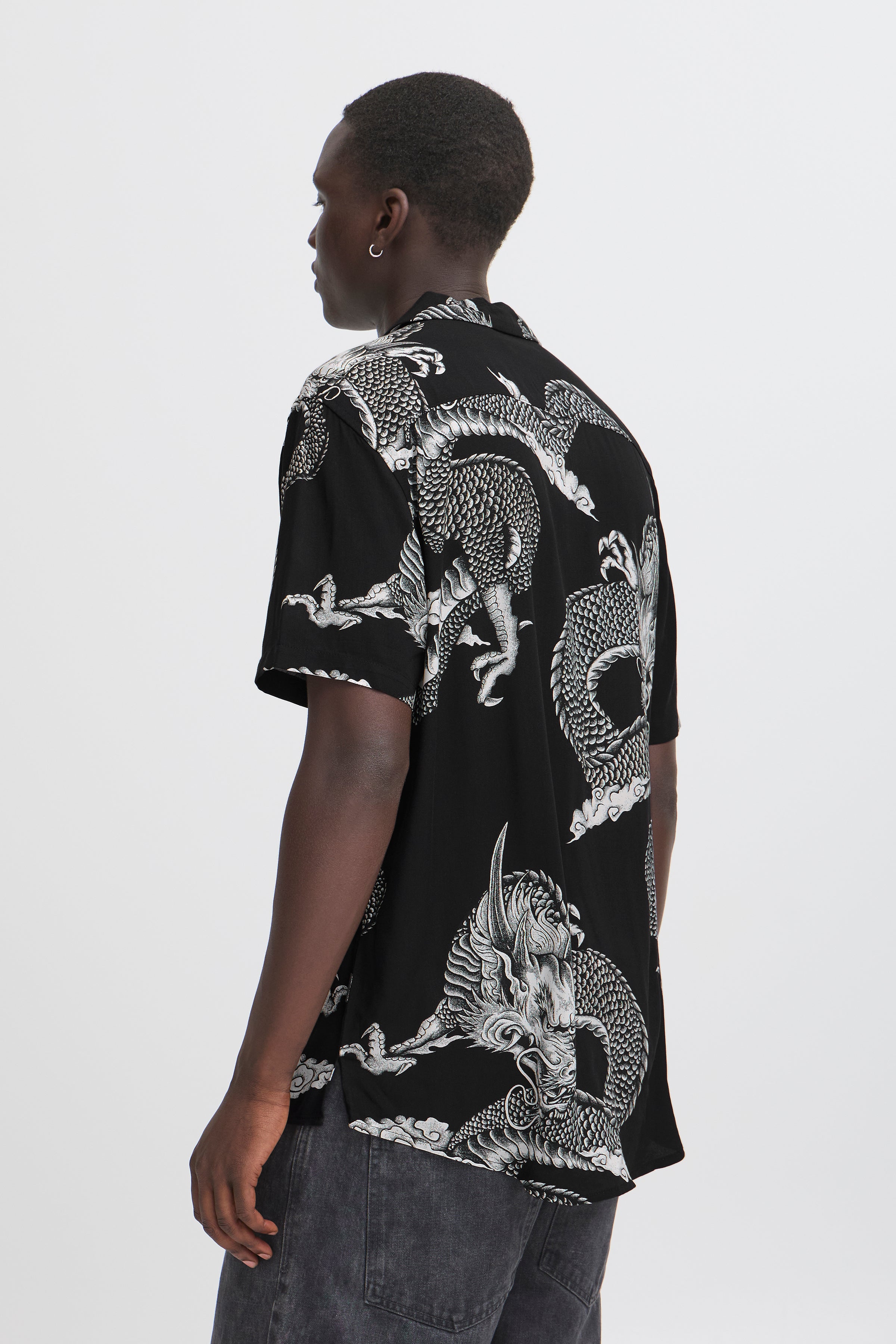 BHBADIR Oriental Dragon Shirt - Black