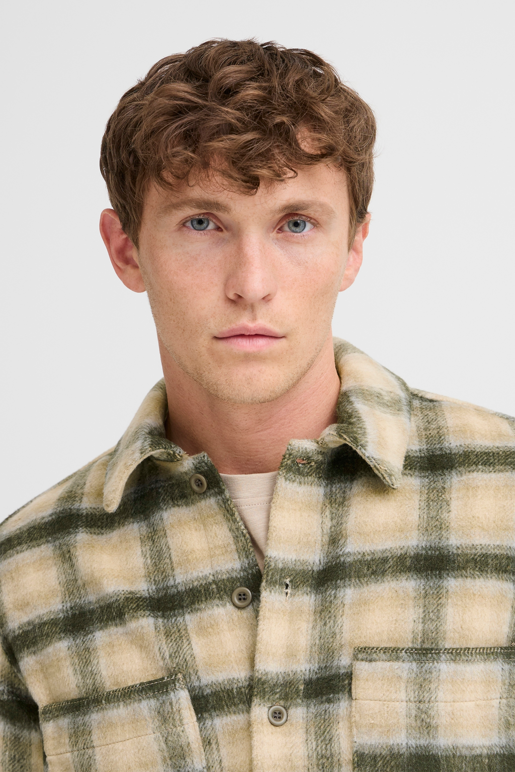 Plaid Flannel Shacket – Green & Cream