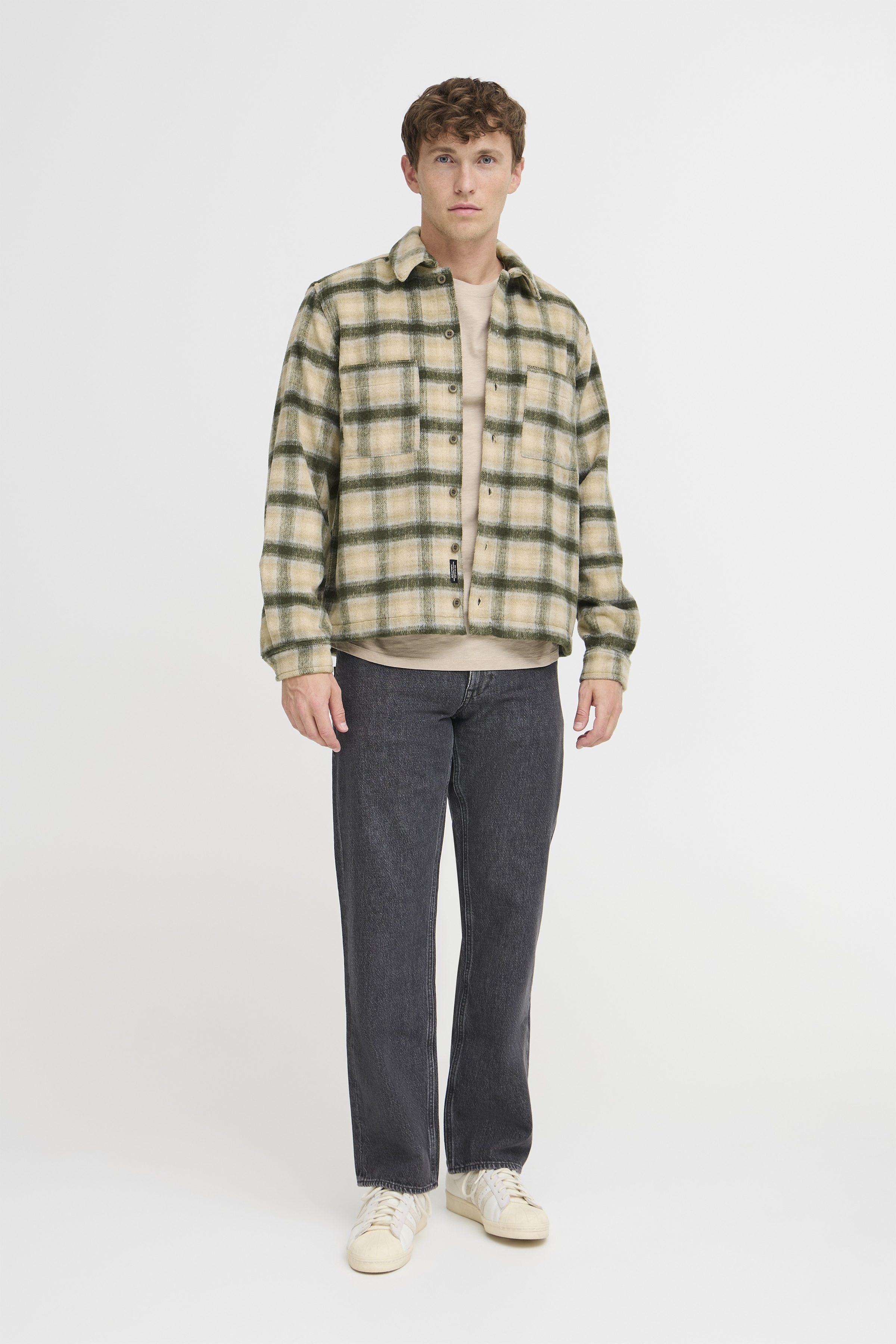 Plaid Flannel Shacket – Green & Cream