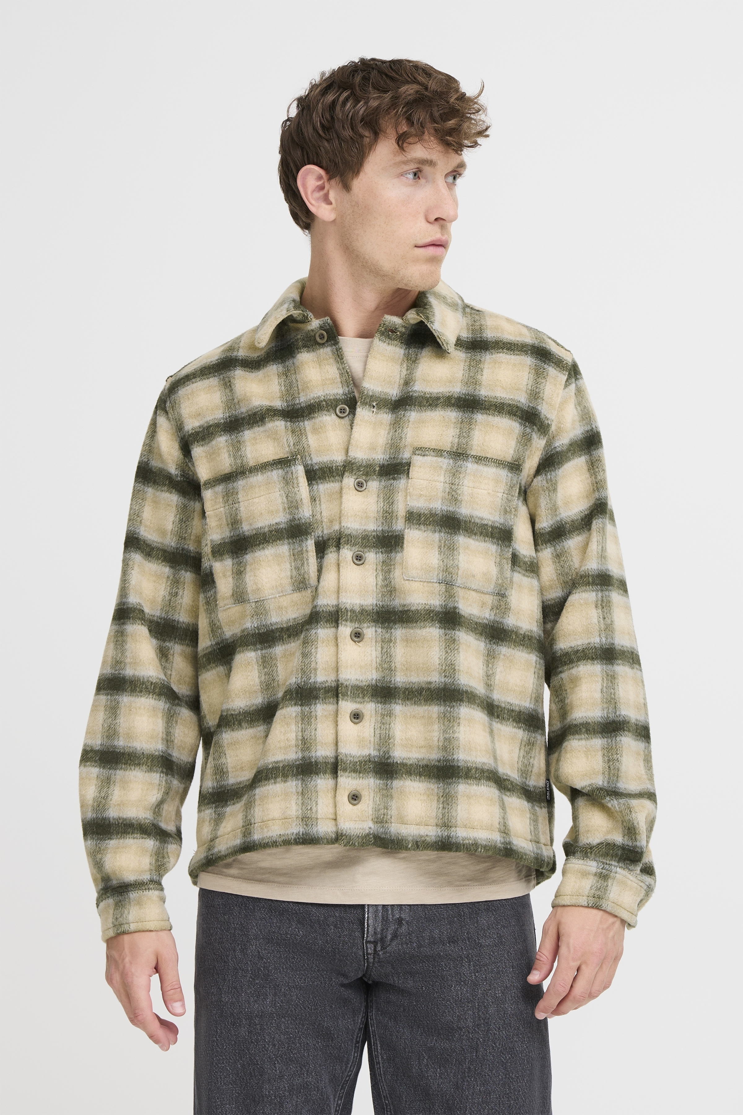 Plaid Flannel Shacket – Green & Cream