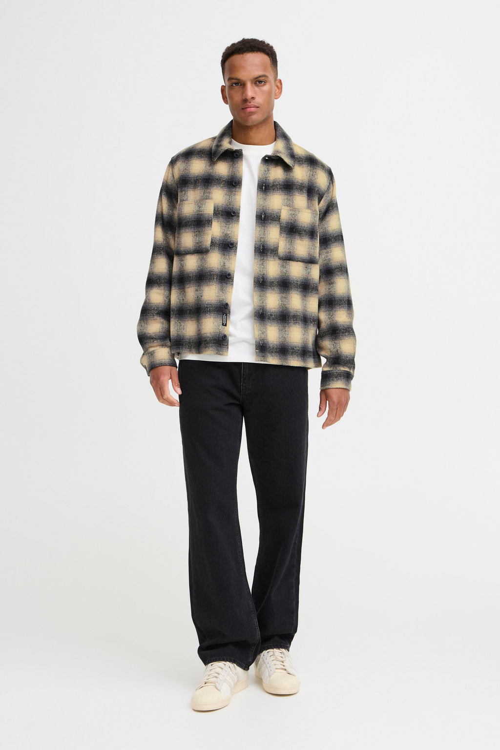 Plaid Flannel Shacket – Black & Cream