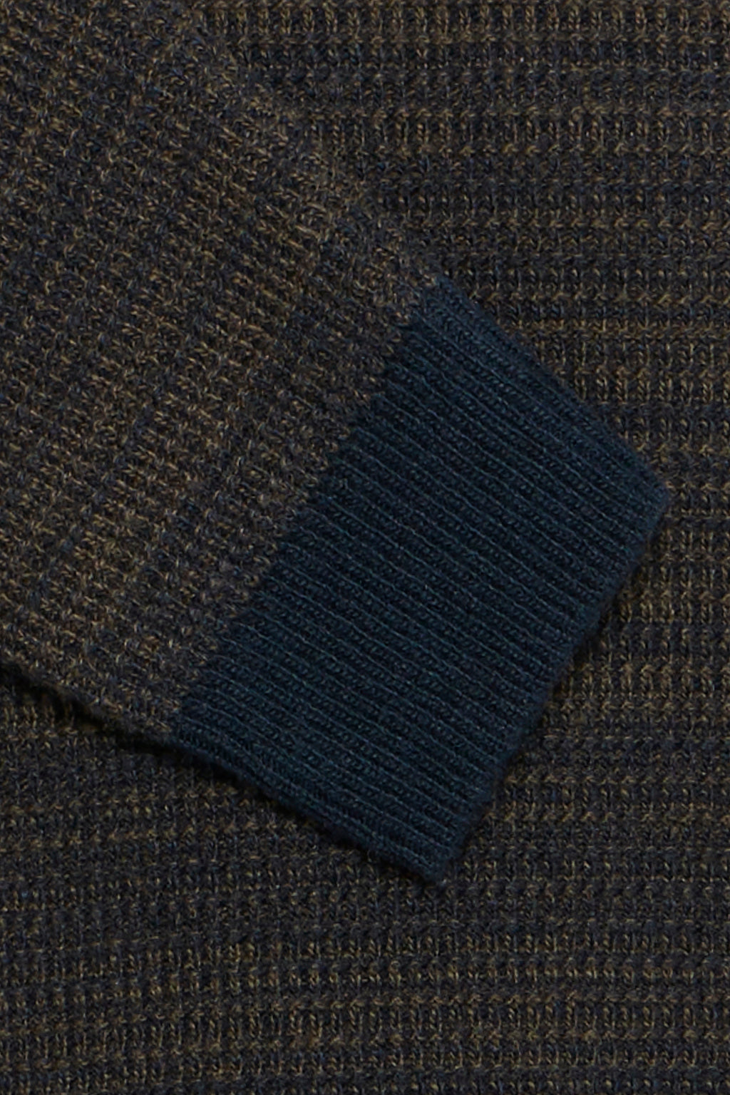 Navy & Brown Waffle Knit Wool Blend Jumper