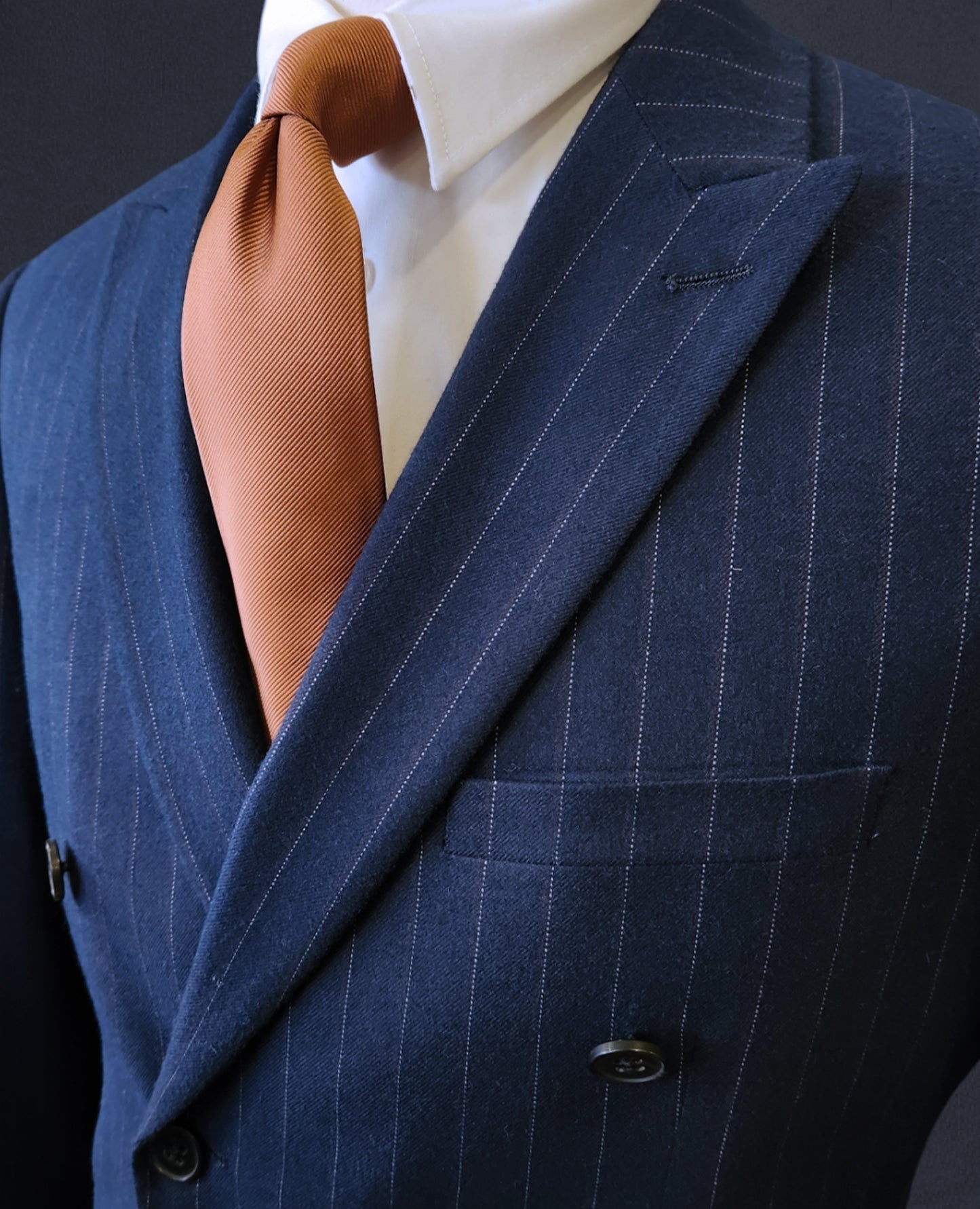 Declan Double Breasted Suit Jacket - Navy Pinstripe