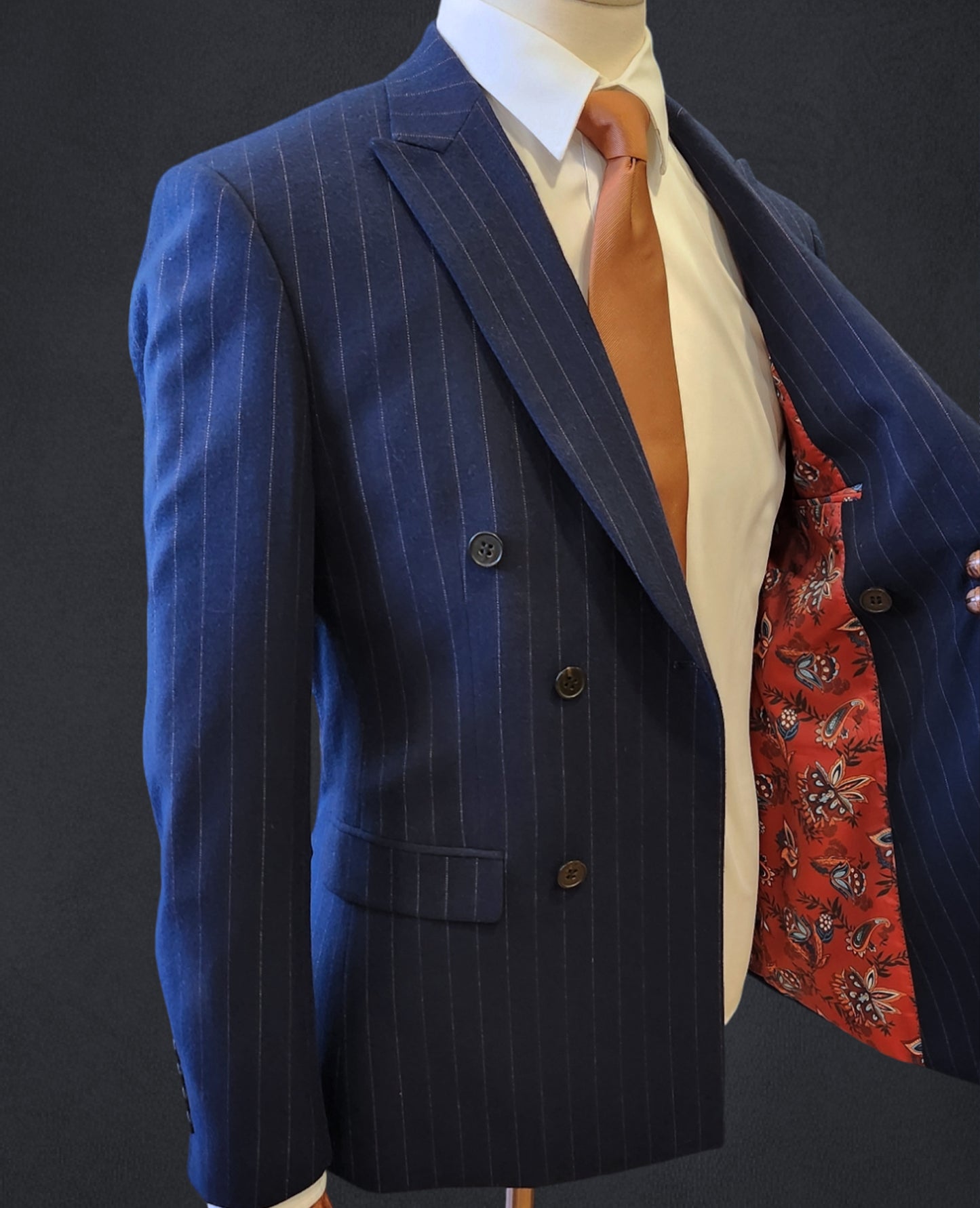 Declan Double Breasted Suit Jacket - Navy Pinstripe