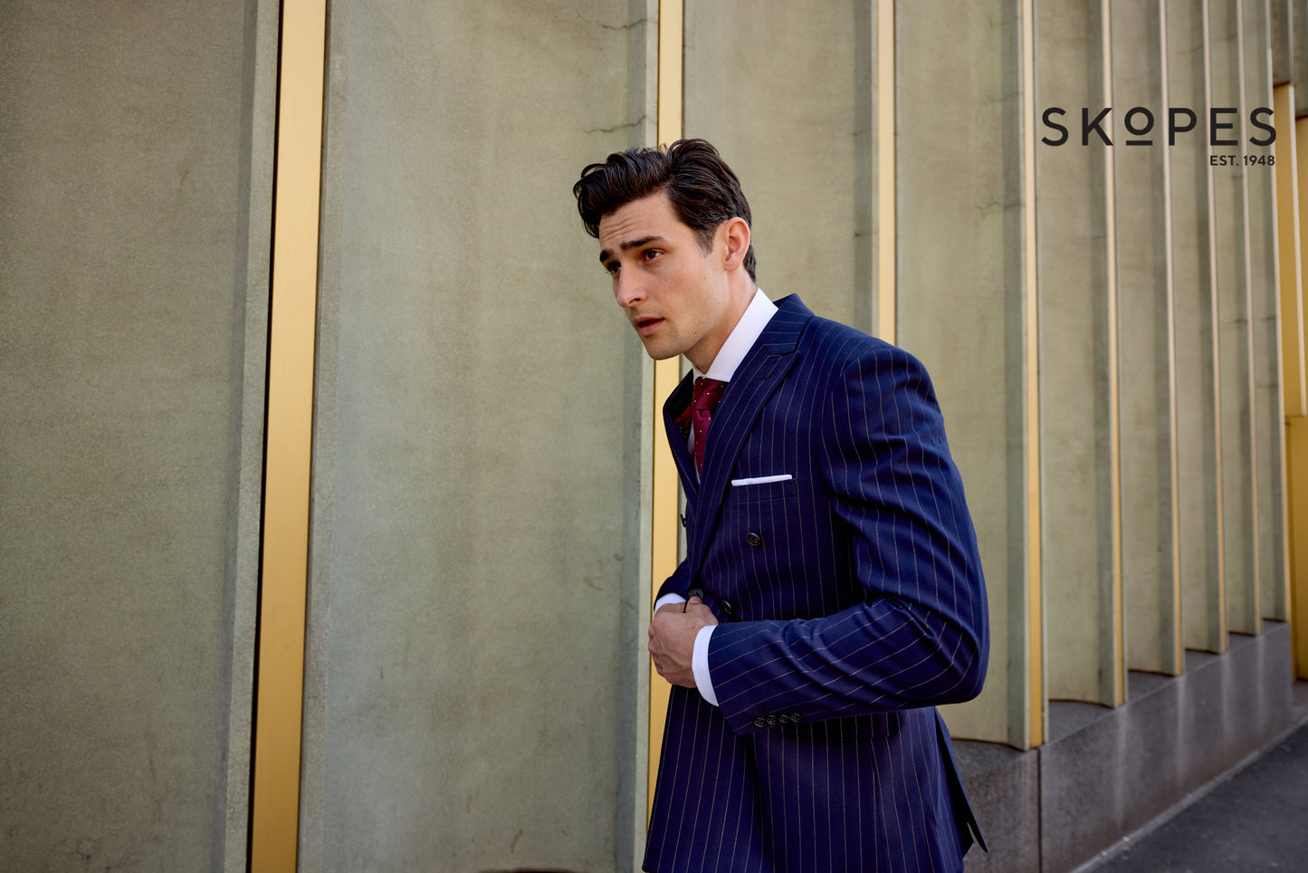 Declan Double Breasted Suit Jacket - Navy Pinstripe