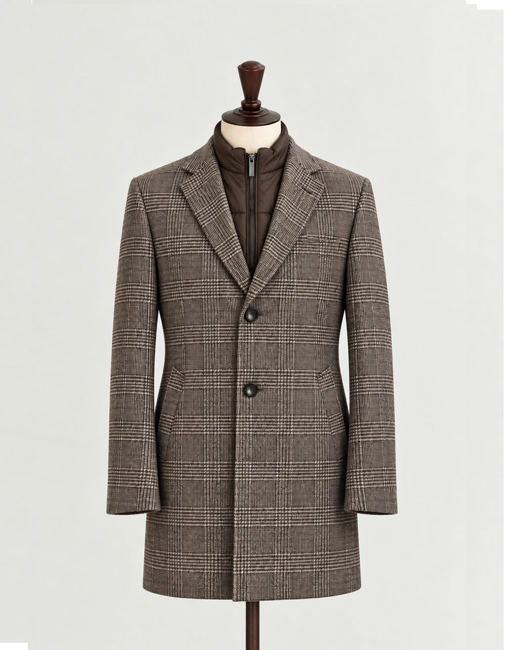 Bugatti Glen Plaid Check Overcoat - Brown