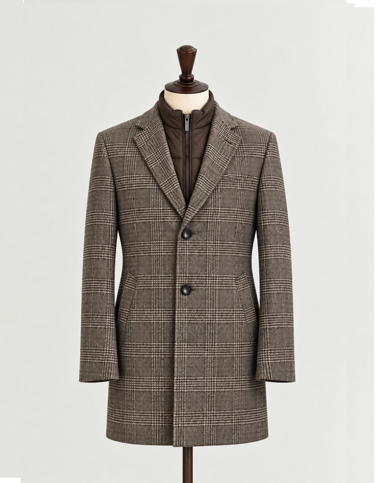 Bugatti Glen Plaid Check Overcoat - Brown