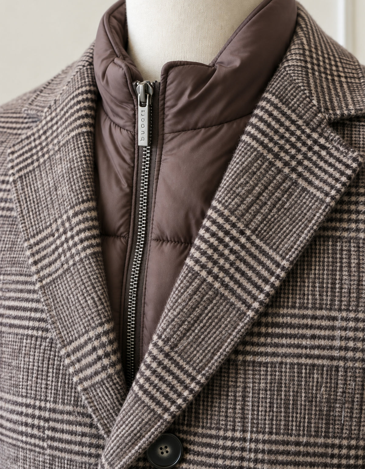 Bugatti Glen Plaid Check Overcoat - Brown