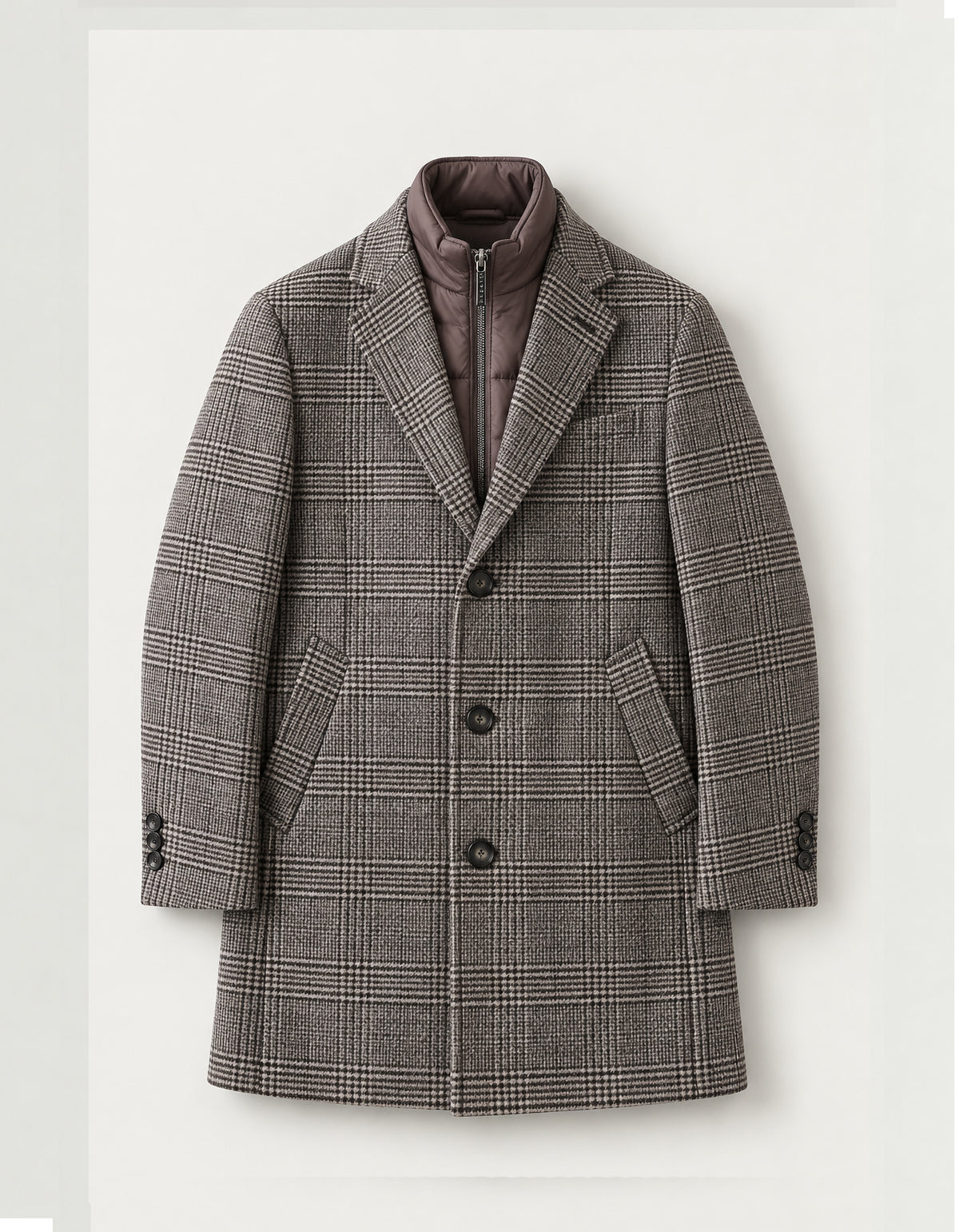 Bugatti Glen Plaid Check Overcoat - Brown