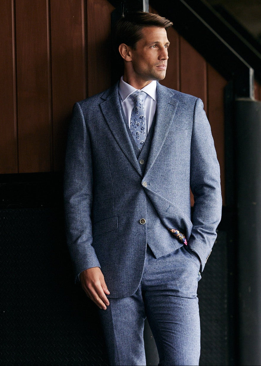 Jude Tweed Suit Jacket - Blue
