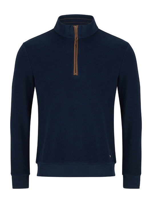 Cotton-Rich Quarter Zip - Dark Blue