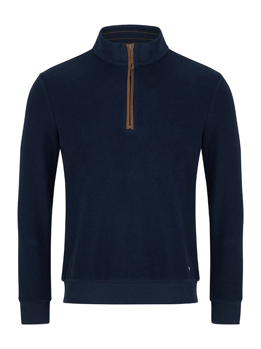 Cotton-Rich Quarter Zip - Dark Blue