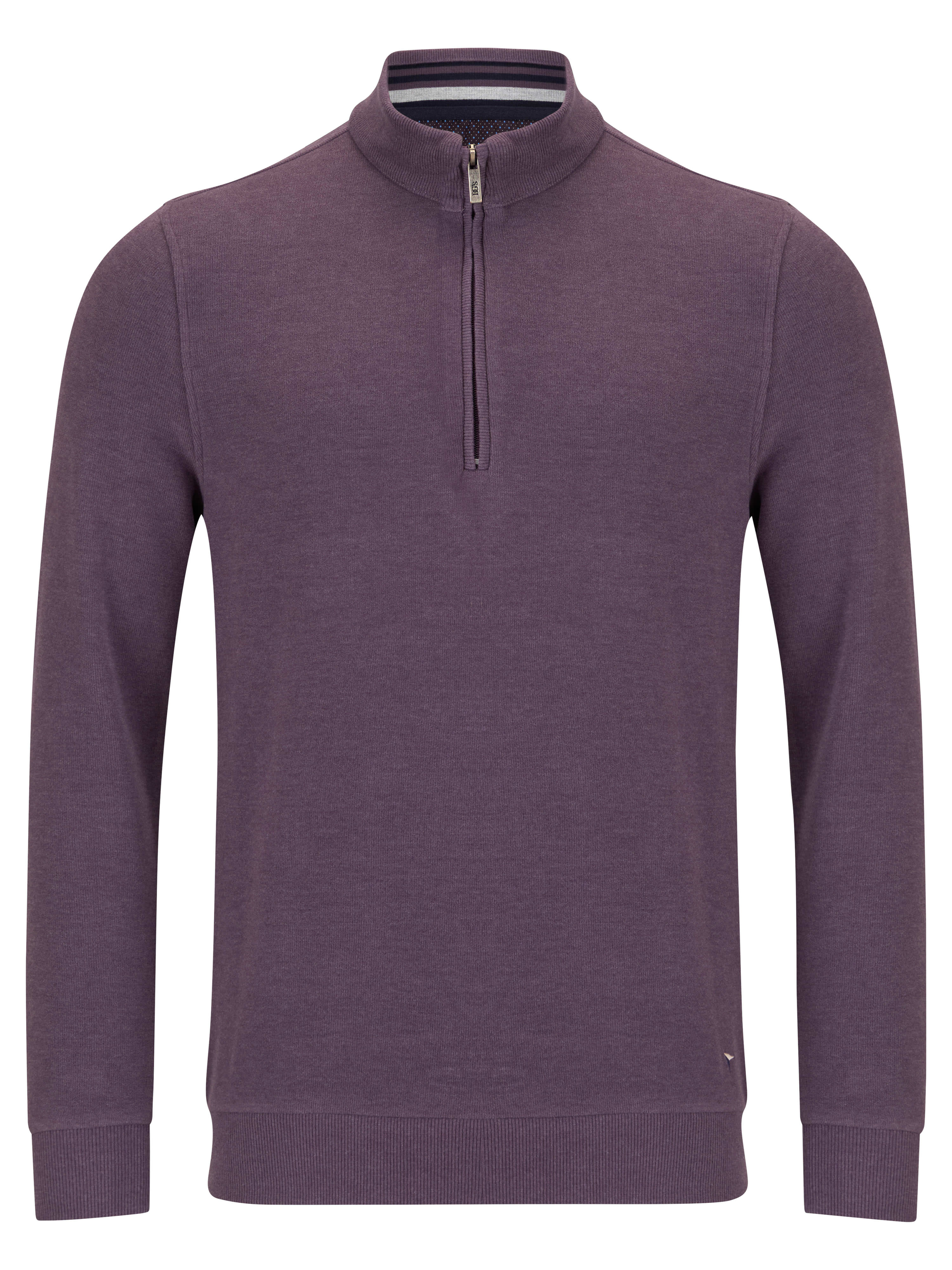 Super-Soft Cotton Rich Quarter Zip - Mauve Purple