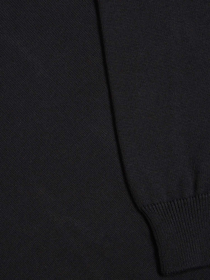 Cotton-Mix Crew-neck Jumper - Black