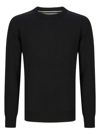 Cotton-Mix Crew-neck Jumper - Black