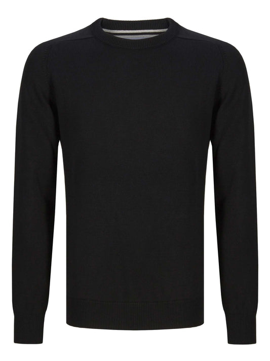 Cotton-Mix Crew-neck Jumper - Black