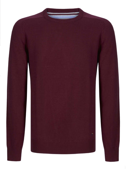 Cotton-Mix Crew-neck Jumper - Red