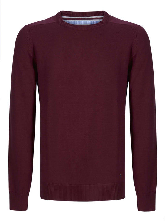 Cotton-Mix Crew-neck Jumper - Red