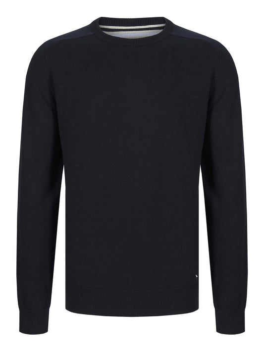 Cotton-Mix Crew-neck Jumper - Navy