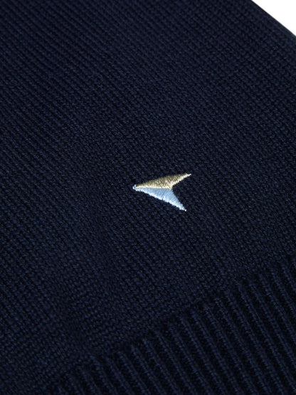 Cotton-Mix Quarter Zip Jumper - Navy